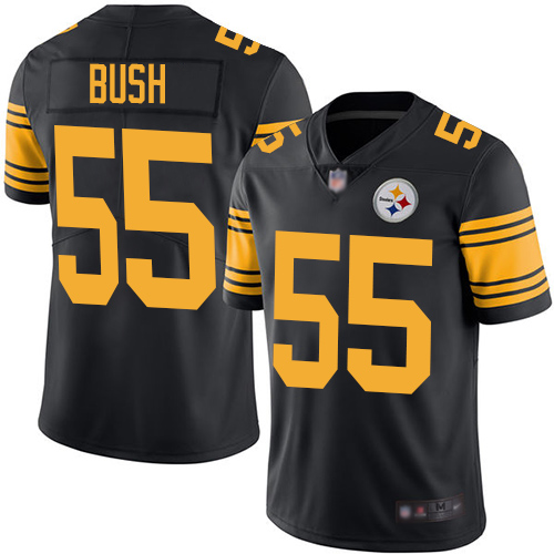 Men Pittsburgh Steelers Football #55 Limited Black Devin Bush Rush Vapor Untouchable Nike NFL Jersey